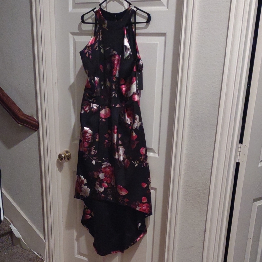 Enfocus Studio Black and Pink High-Low Sundress